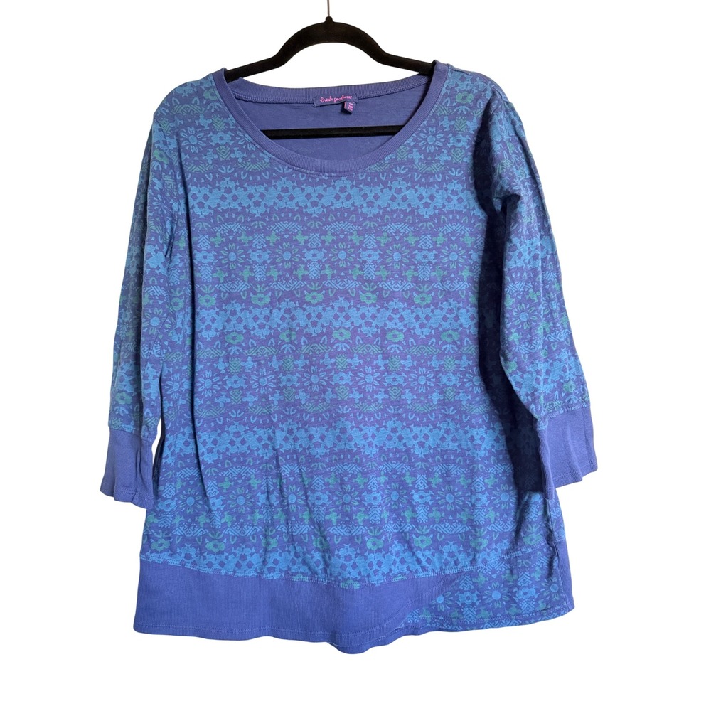 Cotton Lightweight Colorful Fresh‎ Produce Purple Tunic Top 3/4 Sleeve Size SM